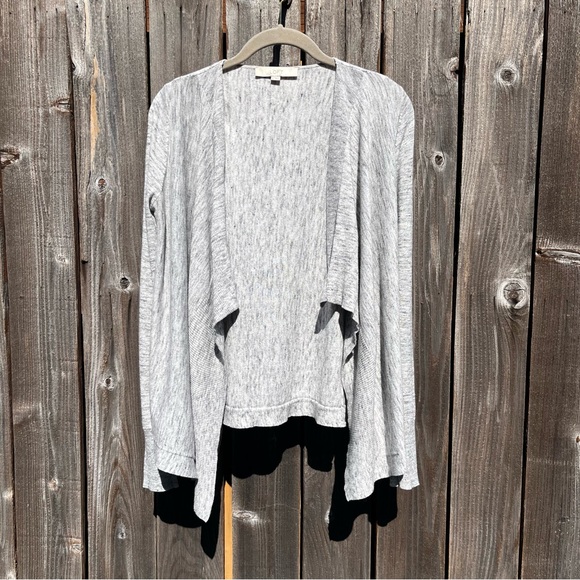 Loft gray marbled waterfall drape open cardigan size small - Picture 1 of 14